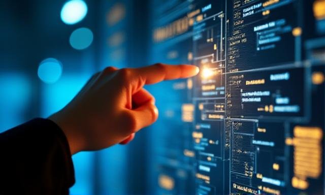 A consultant point to a visionary roadmap on a digital screen during a strategic meeting