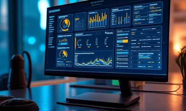 Modern software dashboard showing business analytics and efficiency metrics